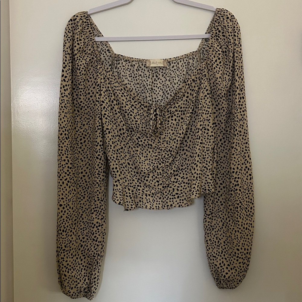 Altar'd State Black and Tan Polka Dot Blouse